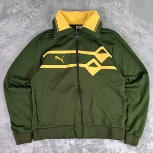 VTG Y2K Puma green/yellow streetwear active sportswear track jacket womens L